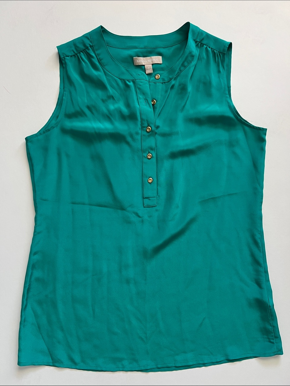 Banana Republic Teal Sleeveless Button-Front Silk Camisole